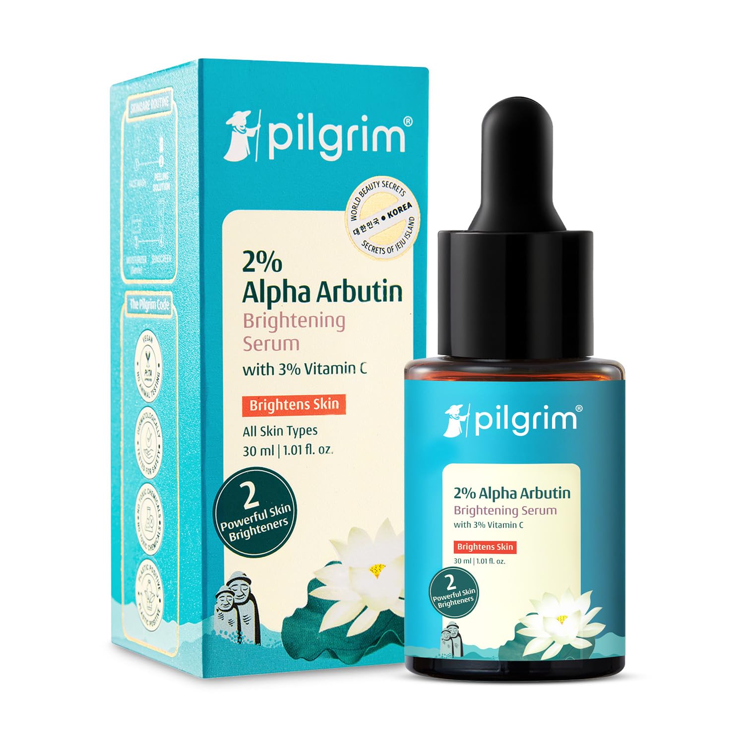 PILGRIM Korean 2% Alpha Arbutin & 3% Vitamin C Brightening Face Serum for glowing skin| Alpha arbutin face serum|All skin typ