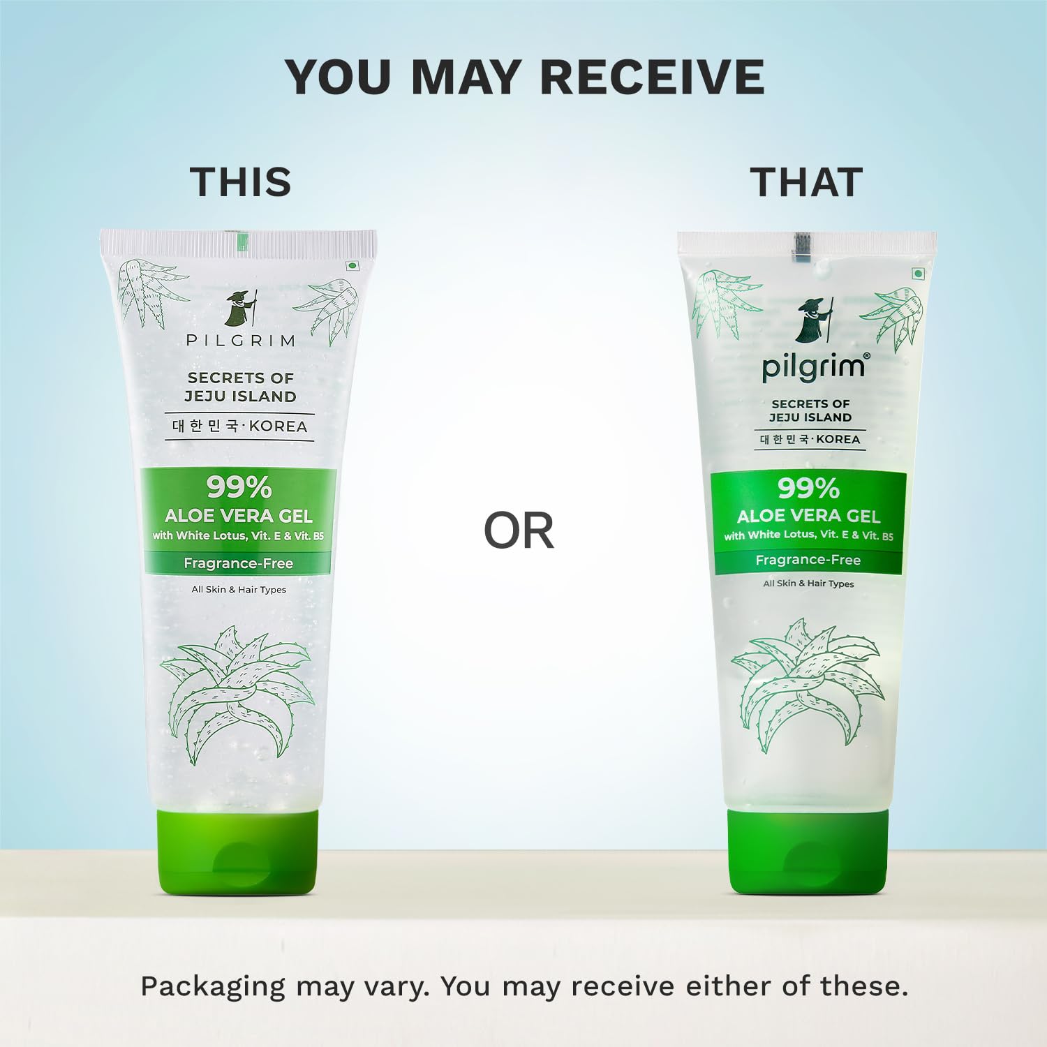 PILGRIM Korean 99% Pure Aloe Vera Gel 200ml with Vitamin E & Vitamin B5 for Face & Hair | Hydrates & Soothes Skin | Condition