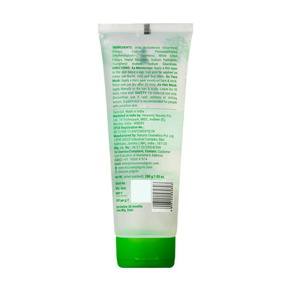 PILGRIM Korean 99% Pure Aloe Vera Gel 200ml with Vitamin E & Vitamin B5 for Face & Hair | Hydrates & Soothes Skin | Condition
