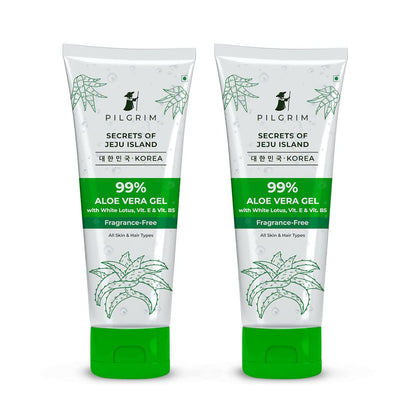 PILGRIM Korean 99% Pure Aloe Vera Gel 200ml with Vitamin E & Vitamin B5 for Face & Hair | Hydrates & Soothes Skin | Condition