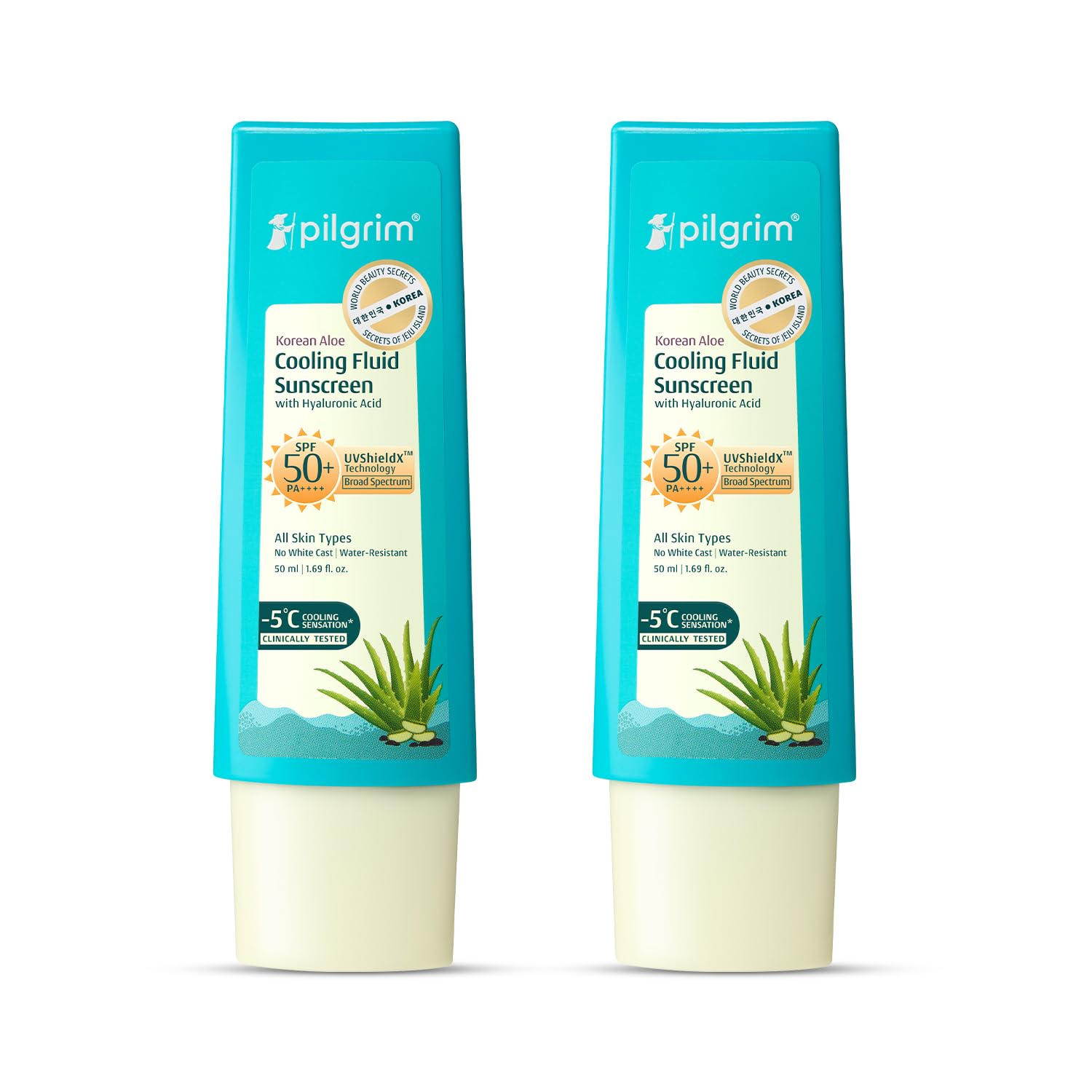 Pilgrim Korean Aloe Cooling Fluid Sunscreen SPF 50+ PA++++ Hyaluronic Acid 50ml (2)