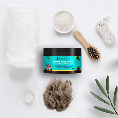 Pilgrim Korean Argan Oil Hair Mask For Dry & Frizzy Hair With White Lotus And Camellia | Hair Mask For Smoothening Hair, Deep