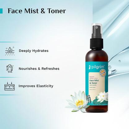 PILGRIM Korean Beauty White Lotus Refreshing Face Mist & Toner, Alcohol-Free, pH-Balanced, 100 ml - back view