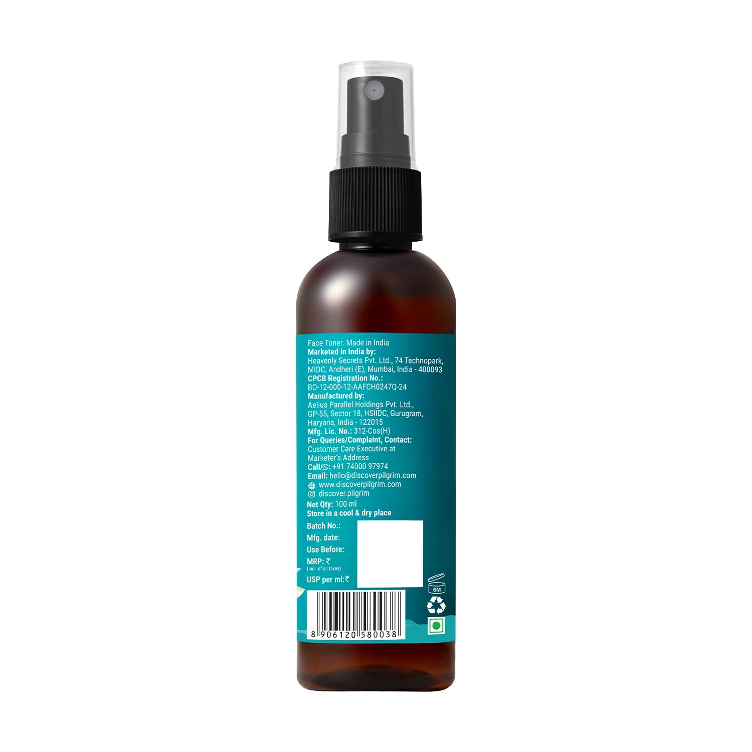 PILGRIM Korean Beauty White Lotus Refreshing Face Mist & Toner, Alcohol-Free, pH-Balanced, 100 ml - close-up detail