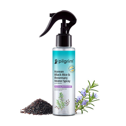 Pilgrim Korean Black Rice and Rosemary Water Spray With Biotin for Hair Growth 100ml | Hair Spray for Regrowth | Thicker & St