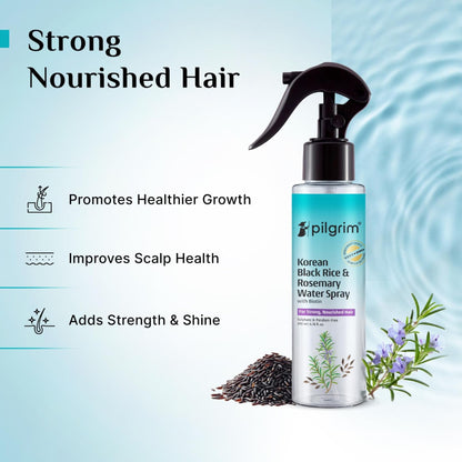 Pilgrim Korean Black Rice and Rosemary Water Spray With Biotin for Hair Growth 100ml | Hair Spray for Regrowth | Thicker & St