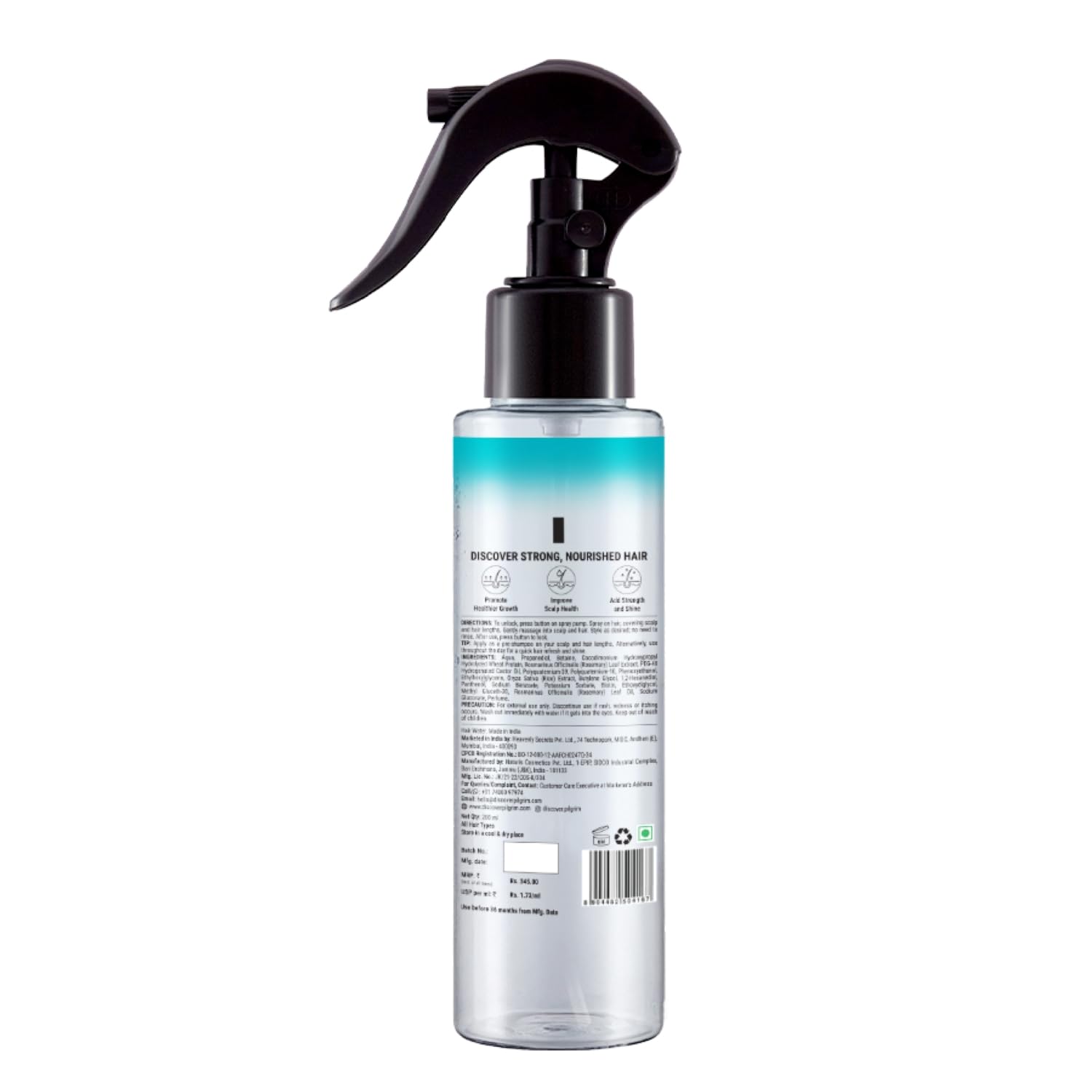 Pilgrim Korean Black Rice and Rosemary Water Spray With Biotin for Hair Growth 100ml | Hair Spray for Regrowth | Thicker & St