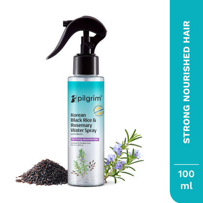 Pilgrim Korean Black Rice and Rosemary Water Spray With Biotin for Hair Growth 100ml | Hair Spray for Regrowth | Thicker & St