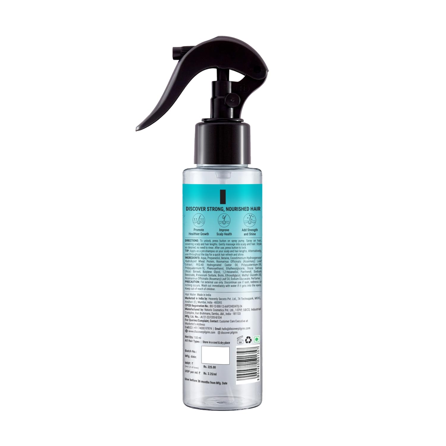 Pilgrim Korean Black Rice and Rosemary Water Spray With Biotin for Hair Growth 100ml | Hair Spray for Regrowth | Thicker & St