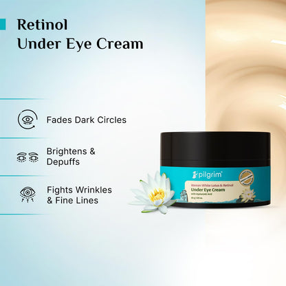 Pilgrim Korean Retinol Under Eye Cream, 30g, Vitamin C & Hyaluronic Acid, Unisex - back view