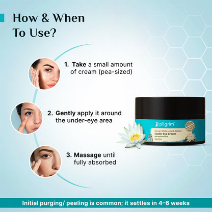 Pilgrim Korean Retinol Under Eye Cream, 30g, Vitamin C & Hyaluronic Acid, Unisex - ingredients panel