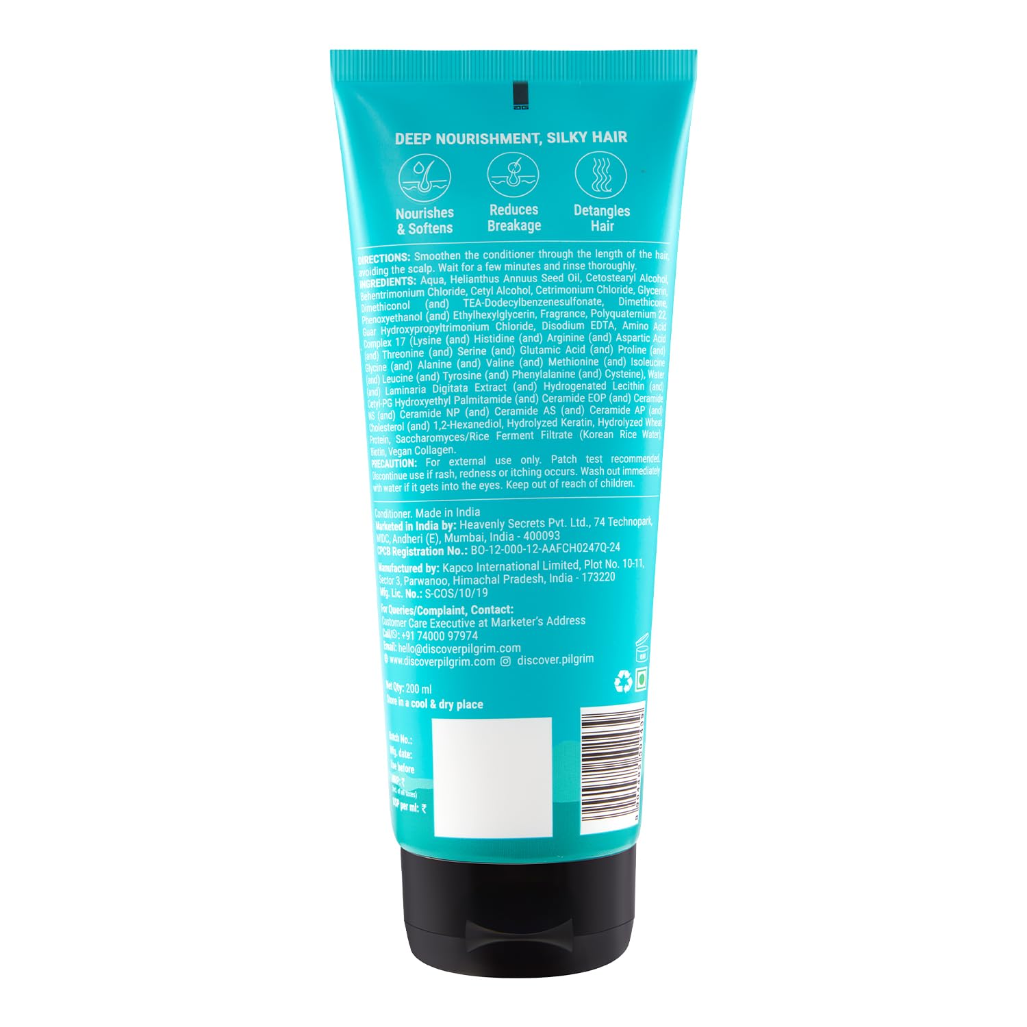 Pilgrim Korean Rice Water & Collagen Advanced Damage Repair Conditioner - 200ml | With 17 Amino Acids, Wheat Protein & Cerami