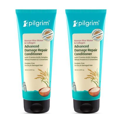 Pilgrim Korean Rice Water & Collagen Advanced Damage Repair Conditioner - 200ml | With 17 Amino Acids, Wheat Protein & Cerami