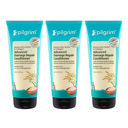 Pilgrim Korean Rice Water & Collagen Advanced Damage Repair Conditioner - 200ml | With 17 Amino Acids, Wheat Protein & Cerami
