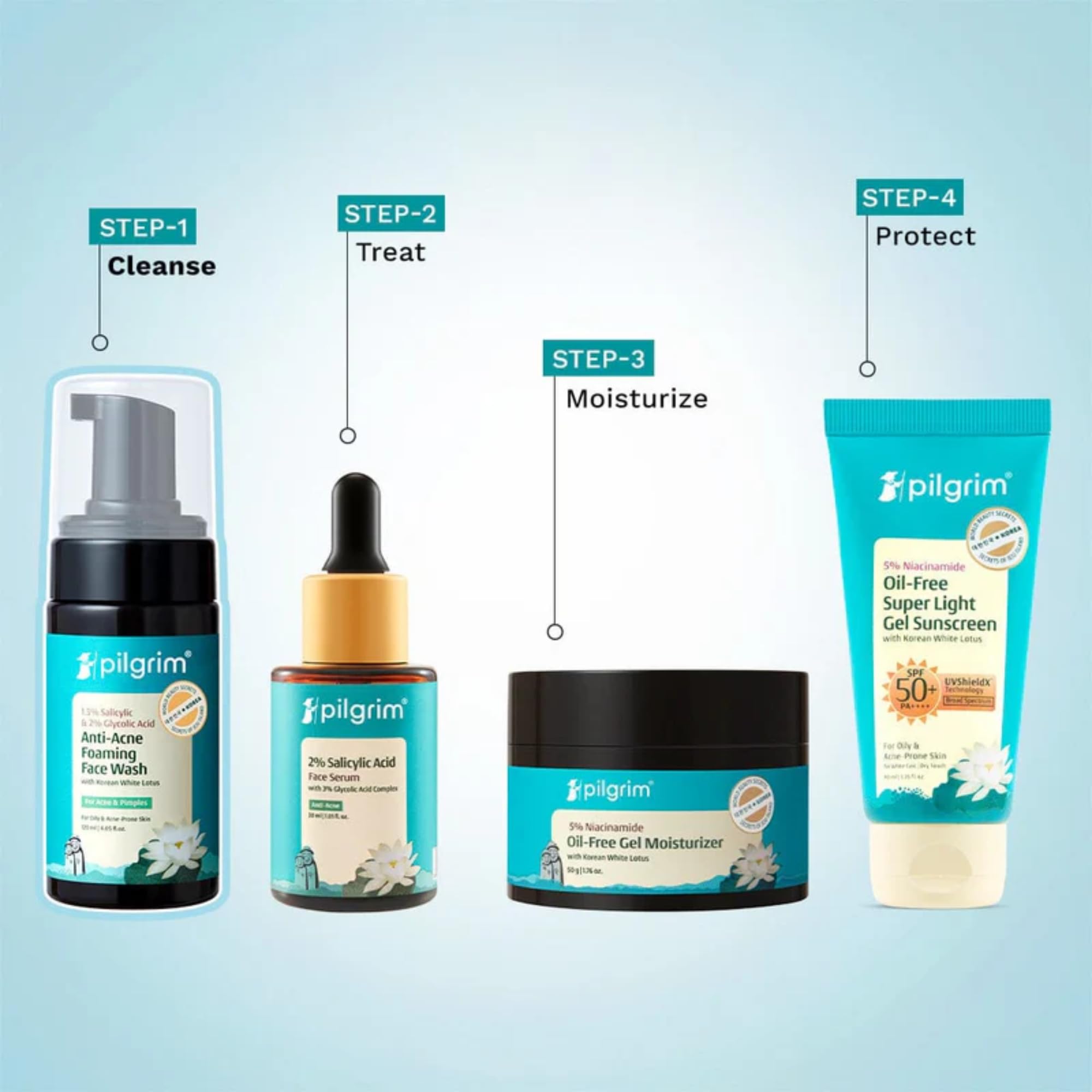Pilgrim Korean Salicylic Glycolic Acid Foaming Face Wash 1.5% BHA 2% AHA Oily Skin 120ml Unisex - ingredients panel