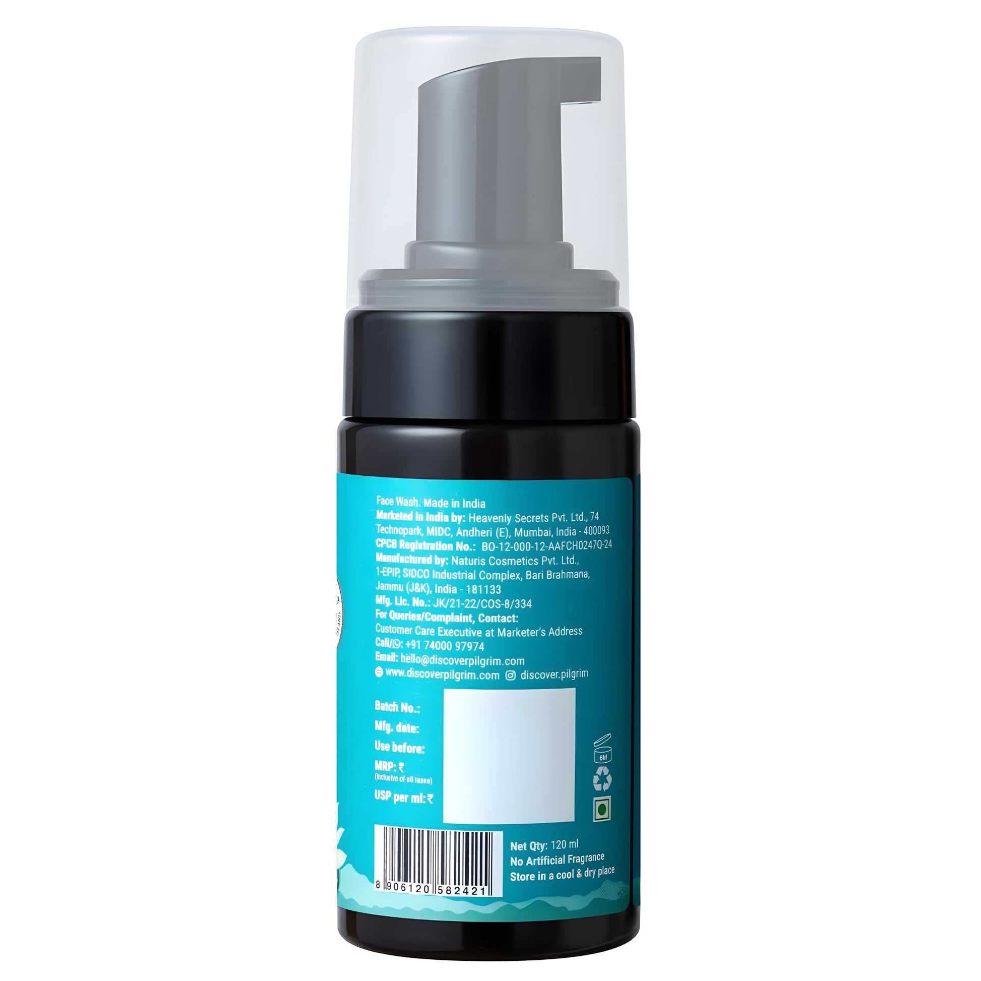 Pilgrim Korean Salicylic Glycolic Acid Foaming Face Wash 1.5% BHA 2% AHA Oily Skin 120ml Unisex - close-up detail