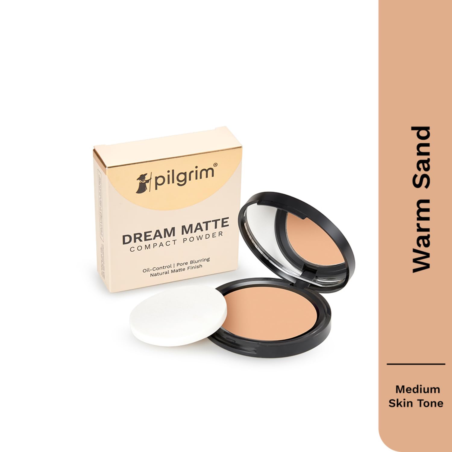 Pilgrim Matte Finish Compact Powder, Fragrance-Free Pressed Powder with Vitamin E, Jojoba & Almond Oil - back view (11)