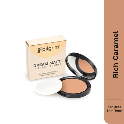 Pilgrim Matte Finish Compact Powder, Fragrance-Free Pressed Powder with Vitamin E, Jojoba & Almond Oil - back view (17)