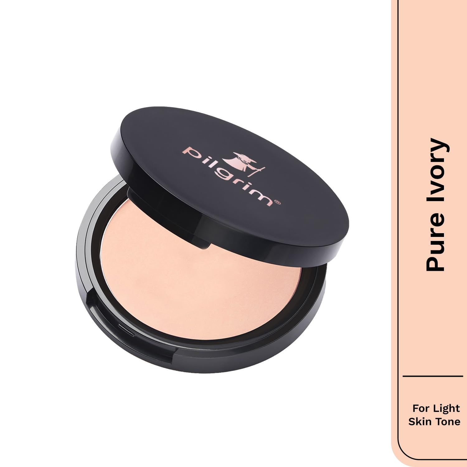 Pilgrim Matte Finish Compact Powder, Fragrance-Free Pressed Powder with Vitamin E, Jojoba & Almond Oil - front view