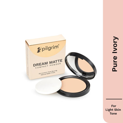 Pilgrim Matte Finish Compact Powder, Fragrance-Free Pressed Powder with Vitamin E, Jojoba & Almond Oil - back view