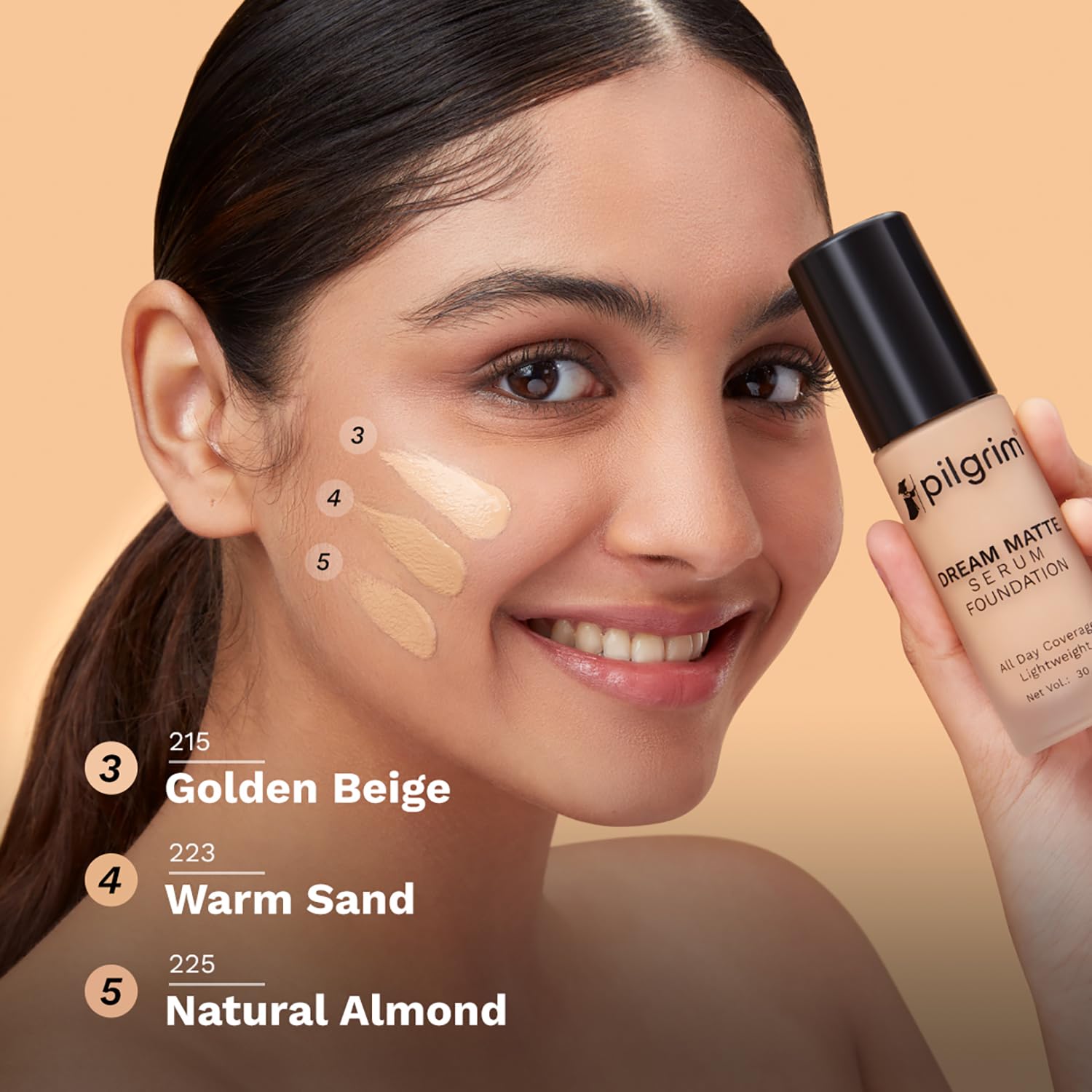 Pilgrim Medium Pure Ivory Serum Liquid Foundation, Matte & Poreless, 30 ml | Foundation for face make up infused |Water-Resis