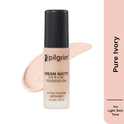 Pilgrim Medium Pure Ivory Serum Liquid Foundation, Matte & Poreless, 30 ml | Foundation for face make up infused |Water-Resis