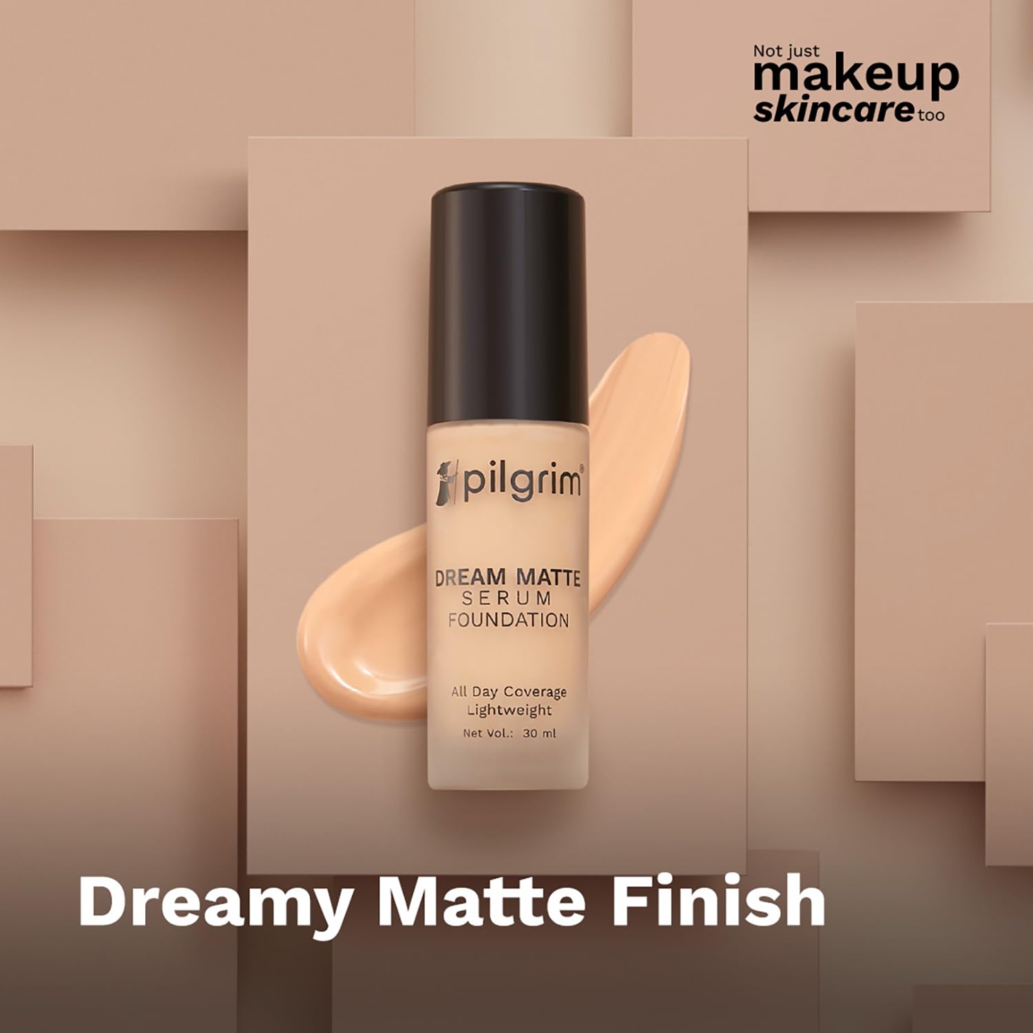 Pilgrim Medium Pure Ivory Serum Liquid Foundation, Matte & Poreless, 30 ml | Foundation for face make up infused |Water-Resis
