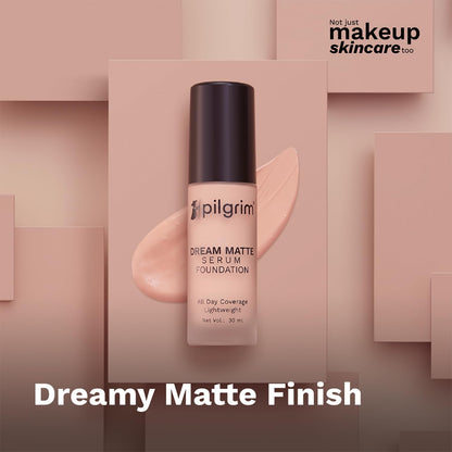 Pilgrim Medium Pure Ivory Serum Liquid Foundation, Matte & Poreless, 30 ml | Foundation for face make up infused |Water-Resis