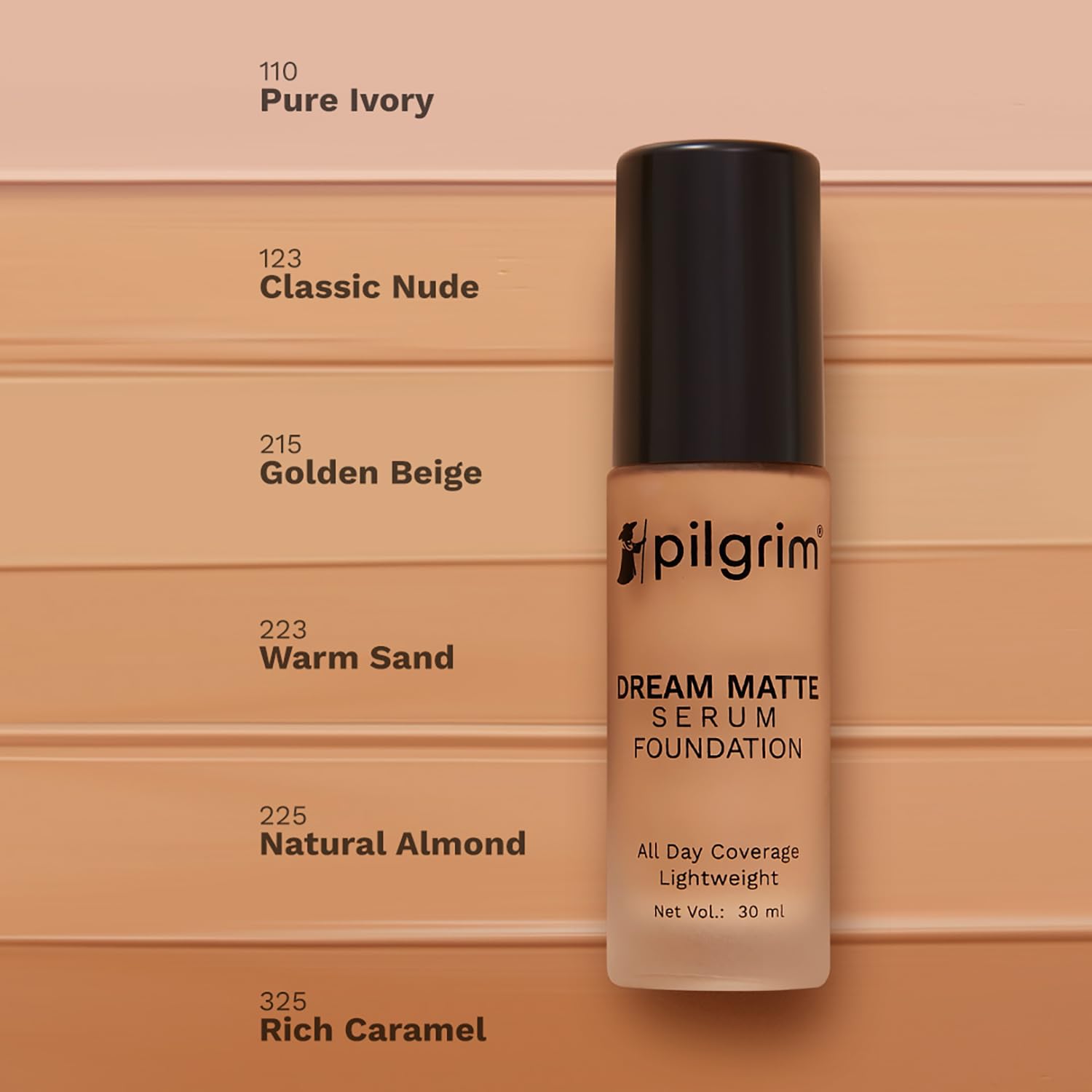 Pilgrim Medium Pure Ivory Serum Liquid Foundation, Matte & Poreless, 30 ml | Foundation for face make up infused |Water-Resis
