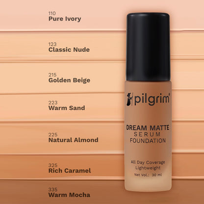 Pilgrim Medium Pure Ivory Serum Liquid Foundation, Matte & Poreless, 30 ml | Foundation for face make up infused |Water-Resis
