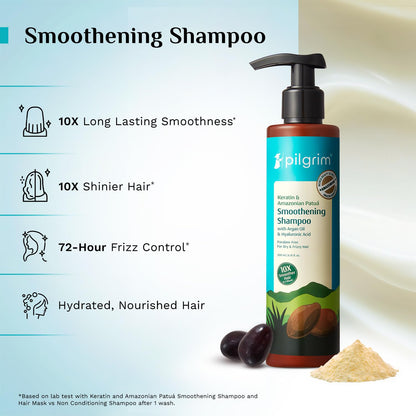 Pilgrim Patua & Keratin Hair SMOOTHENING SHAMPOO for Dry & Frizzy hair | Shampoo for Women & Men | Hair Smoothening & healthy