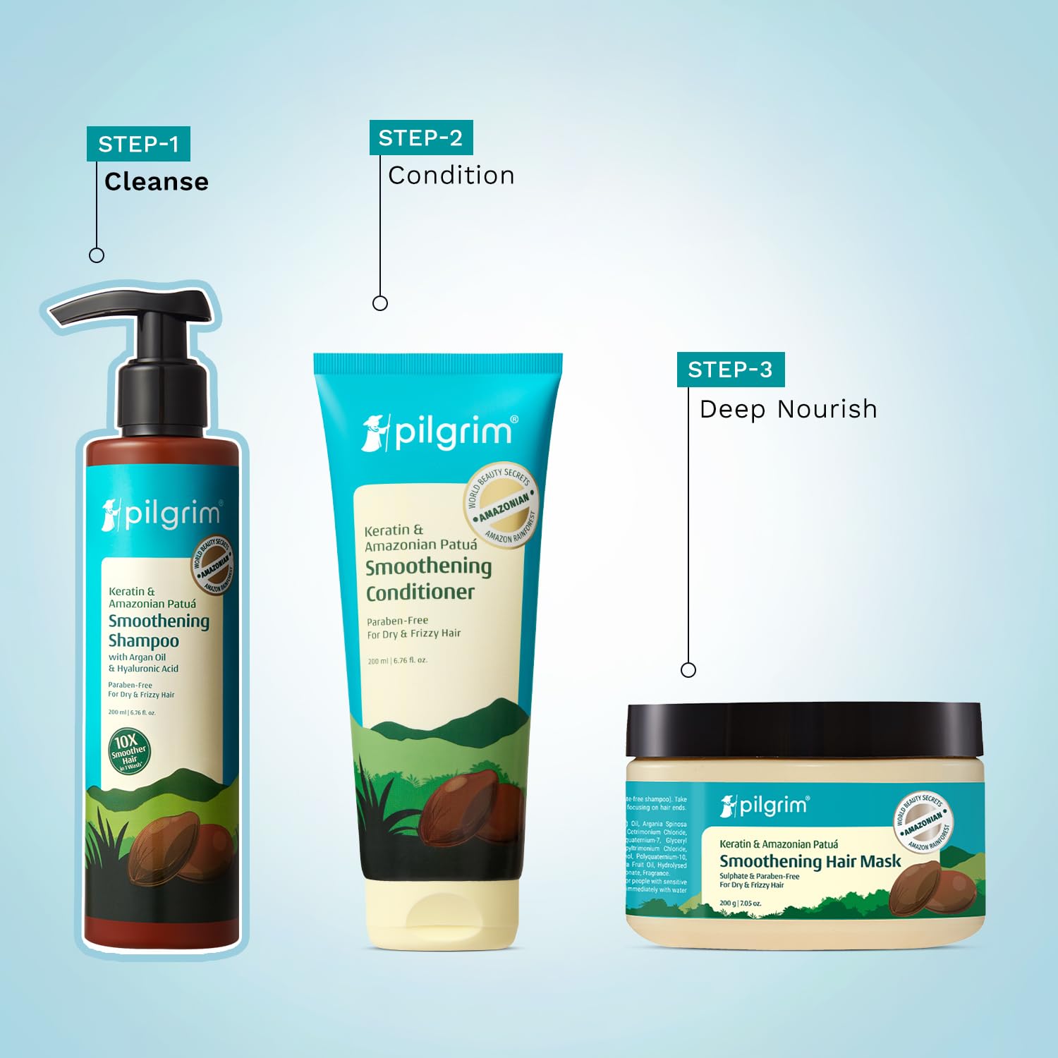 Pilgrim Patua & Keratin Hair SMOOTHENING SHAMPOO for Dry & Frizzy hair | Shampoo for Women & Men | Hair Smoothening & healthy