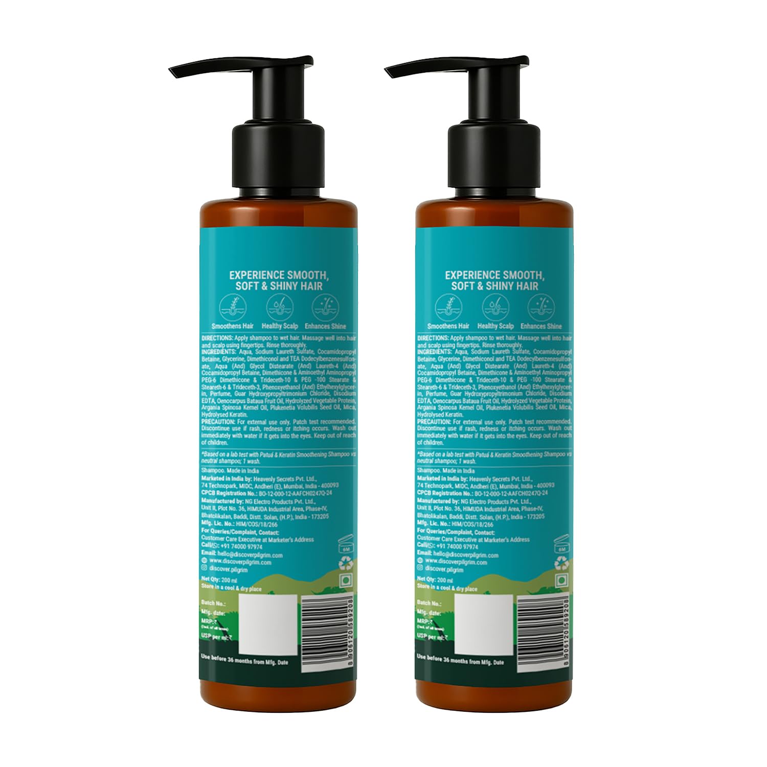 Pilgrim Patua & Keratin Hair SMOOTHENING SHAMPOO for Dry & Frizzy hair | Shampoo for Women & Men | Hair Smoothening & healthy