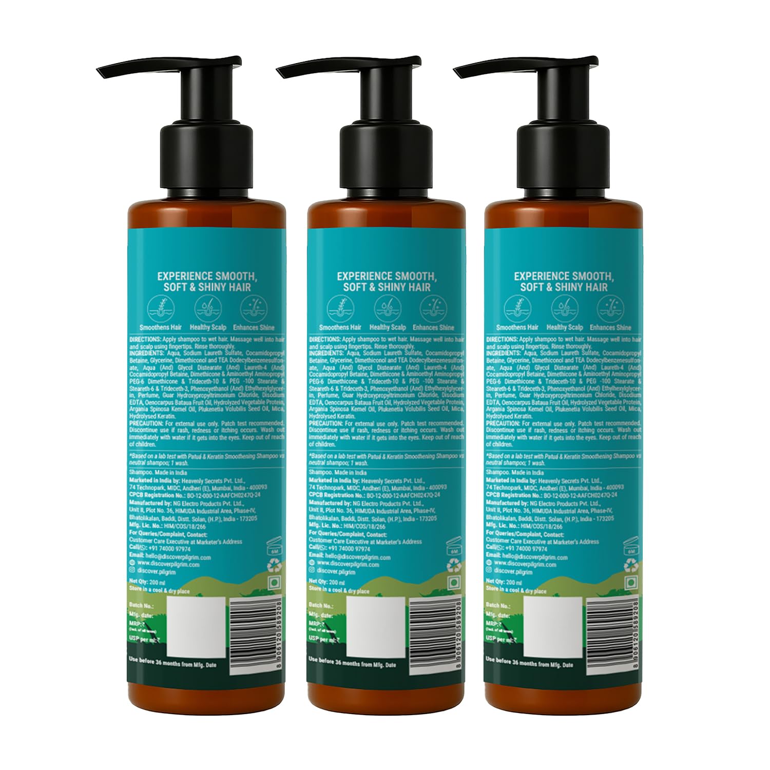 Pilgrim Patua & Keratin Hair SMOOTHENING SHAMPOO for Dry & Frizzy hair | Shampoo for Women & Men | Hair Smoothening & healthy