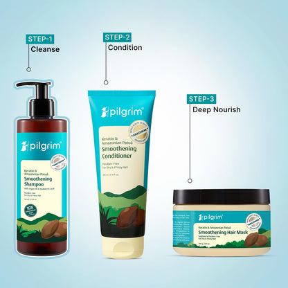 Pilgrim Patua & Keratin Hair SMOOTHENING SHAMPOO for Dry & Frizzy hair | Shampoo for Women & Men | Hair Smoothening & healthy