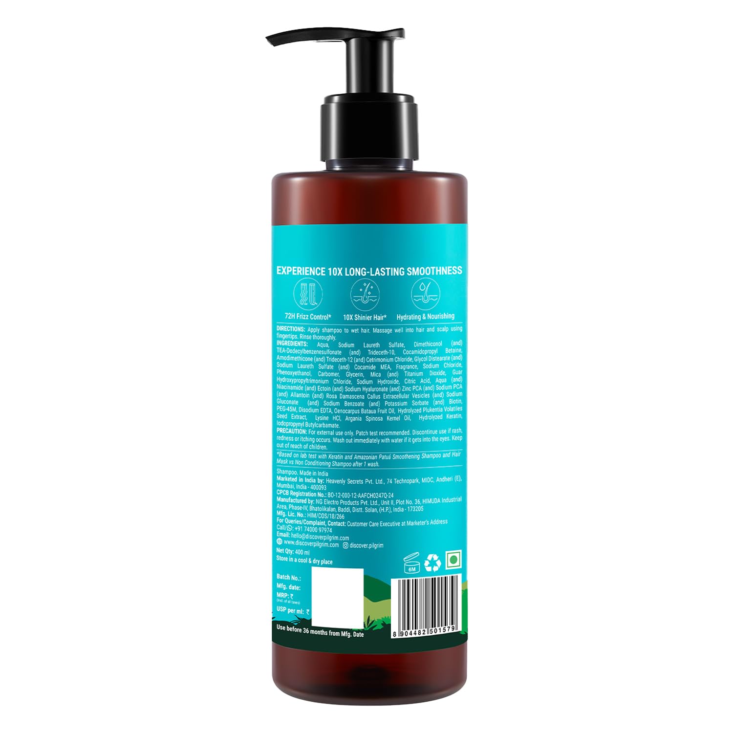 Pilgrim Patua & Keratin Hair SMOOTHENING SHAMPOO for Dry & Frizzy hair | Shampoo for Women & Men | Hair Smoothening & healthy