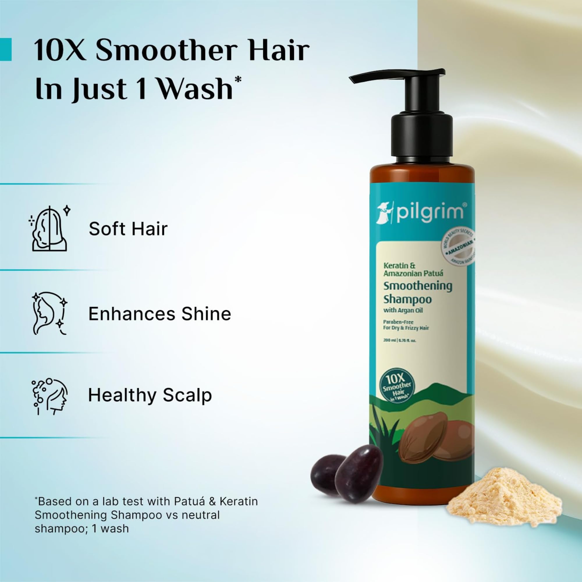 Pilgrim Patua & Keratin Hair SMOOTHENING SHAMPOO for Dry & Frizzy hair | Shampoo for Women & Men | Hair Smoothening & healthy