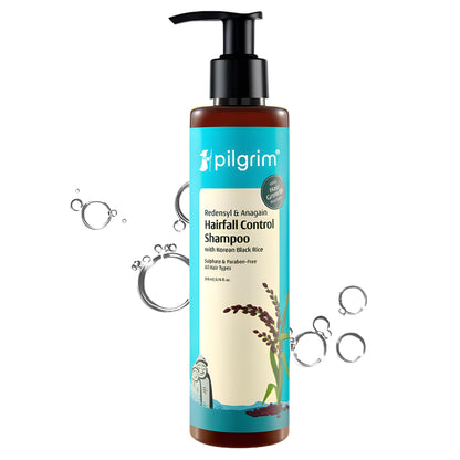 Pilgrim Redensyl & Anagain Hairfall Control Shampoo with Korean Black Rice 200ml | Anti Hairfall shampoo for Men & Women | Re