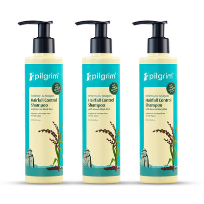 Pilgrim Redensyl & Anagain Hairfall Control Shampoo with Korean Black Rice 200ml | Anti Hairfall shampoo for Men & Women | Re