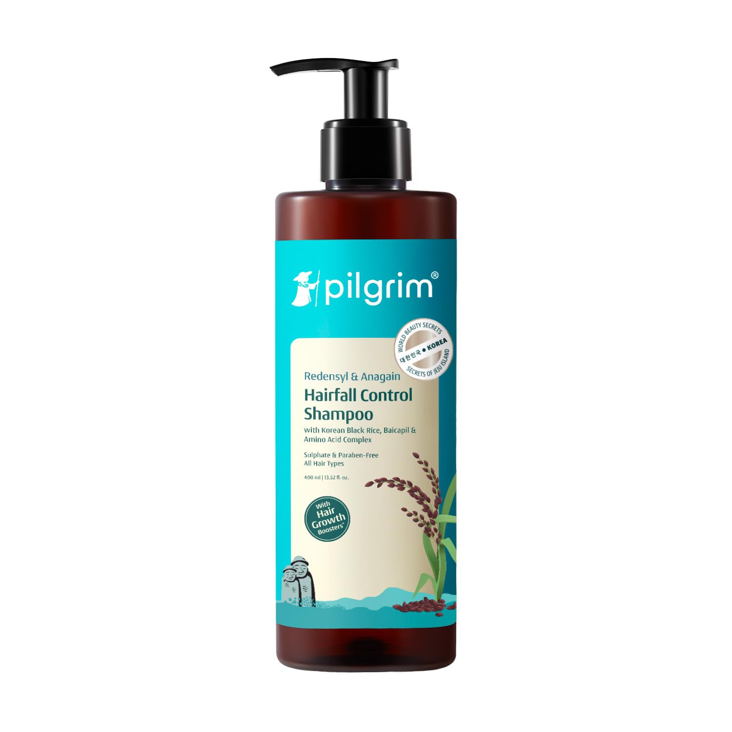 Pilgrim Redensyl & Anagain Hairfall Control Shampoo with Korean Black Rice 200ml | Anti Hairfall shampoo for Men & Women | Re