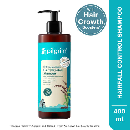 Pilgrim Redensyl & Anagain Hairfall Control Shampoo with Korean Black Rice 200ml | Anti Hairfall shampoo for Men & Women | Re
