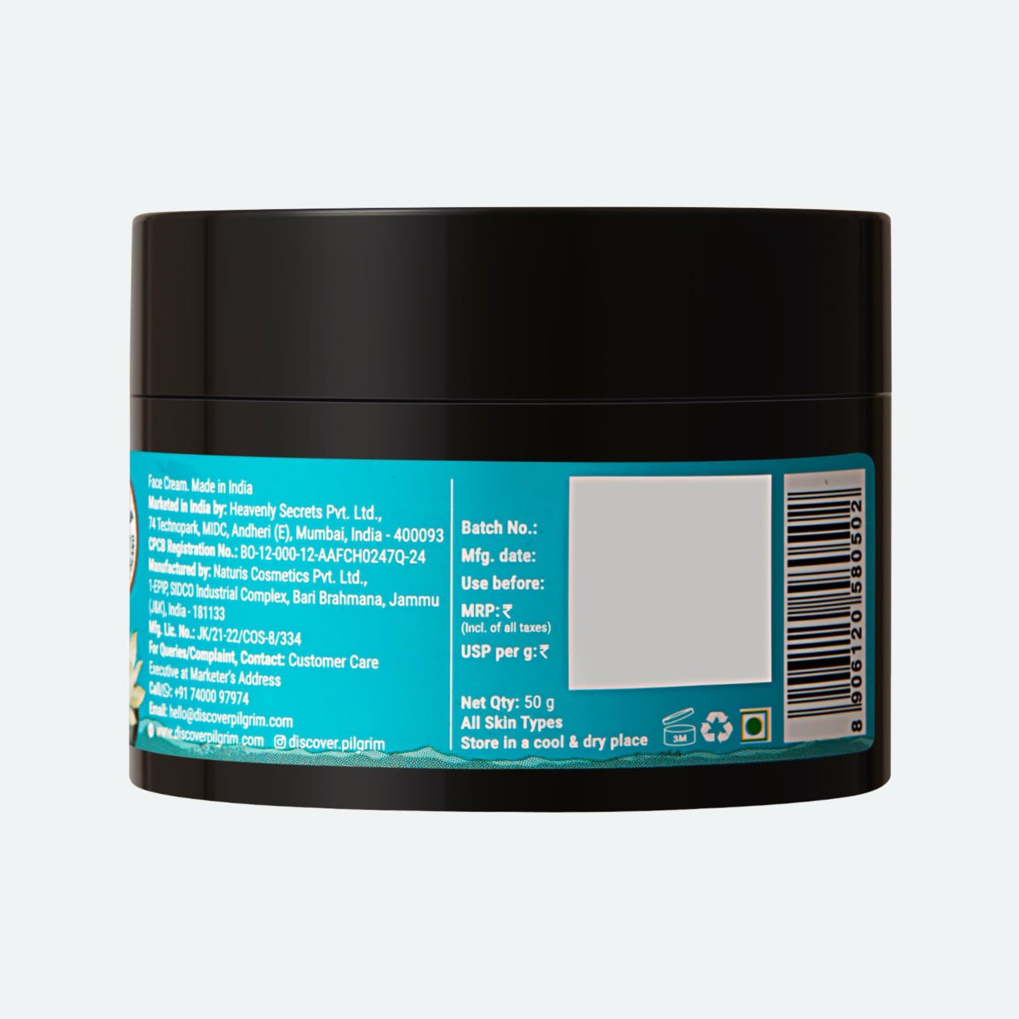 Pilgrim Retinol Night Cream with Hyaluronic Acid and Vitamin C, 50g, Unisex Skin Moisturizer - in use