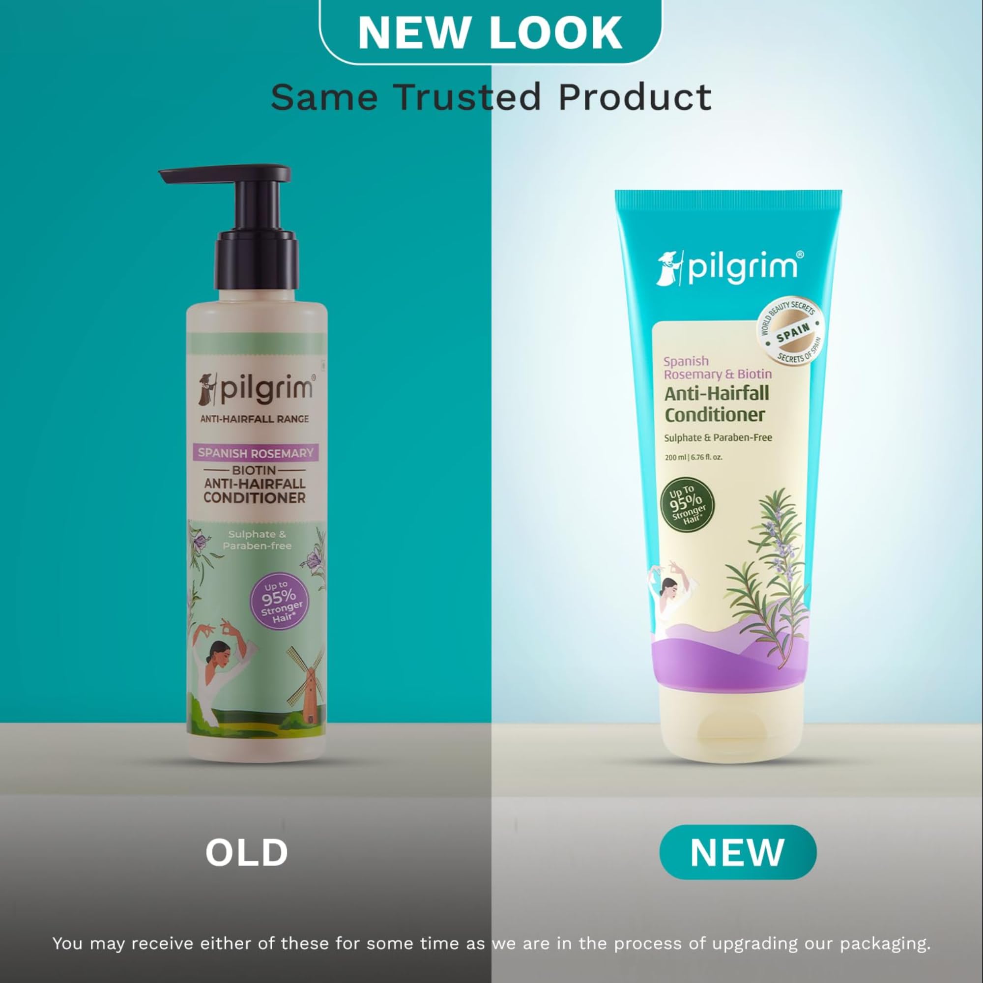 Pilgrim Spanish Rosemary & Biotin Anti Hairfall Conditioner for Reducing Hair Loss & Breakage | Upto 95% stronger hairs | Sui
