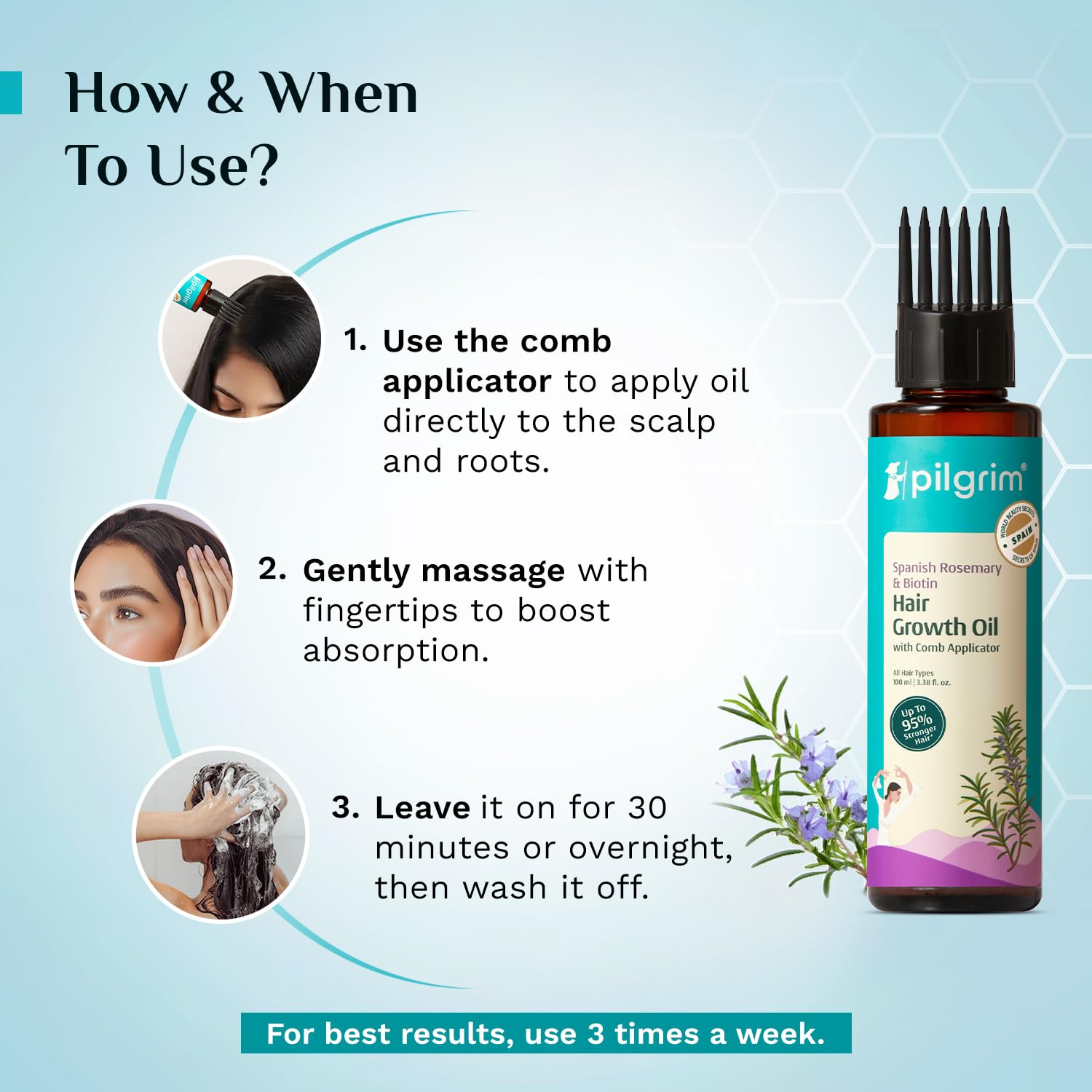 Pilgrim Spanish Rosemary & Biotin Hair Oil, 100 ml, Unisex Adult Hair Oil by Naturis Cosmetics - packaging