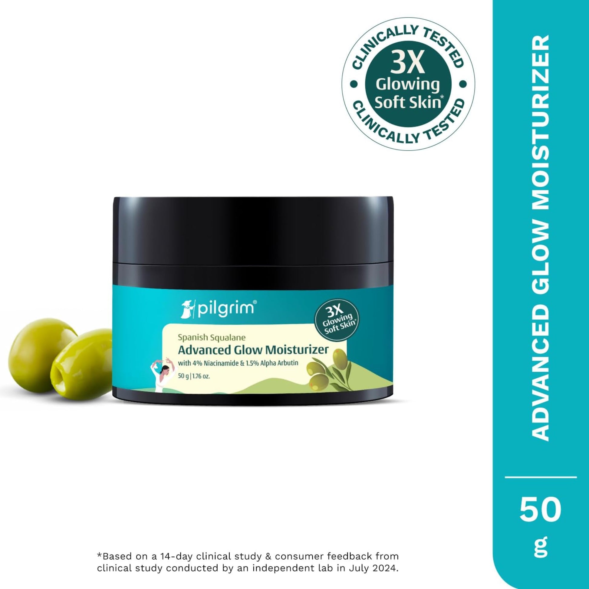 Pilgrim Squalane Niacinamide & Vitamin C Glow Moisturizer for face, dry skin hydration | With vitamin c for glowing skin | No