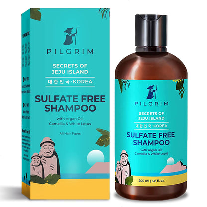 Pilgrim Sulphate Free Shampoo for women & men | Mild shampoo for hair-fall control with argan oil, camellia & white lotus for