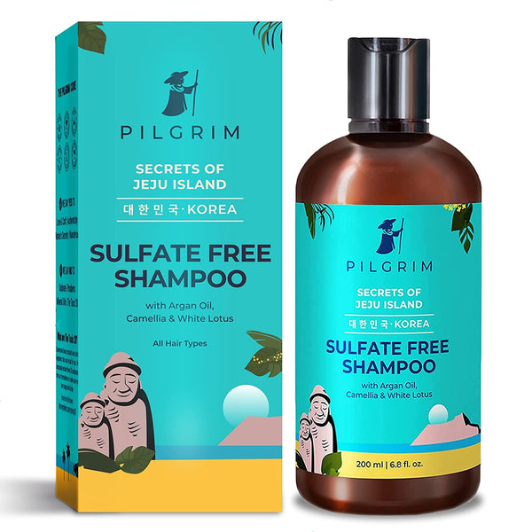 Pilgrim Sulphate Free Shampoo for women & men | Mild shampoo for hair-fall control with argan oil, camellia & white lotus for