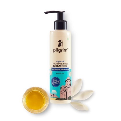 Pilgrim Sulphate Free Shampoo for women & men | Mild shampoo for hair-fall control with argan oil, camellia & white lotus for
