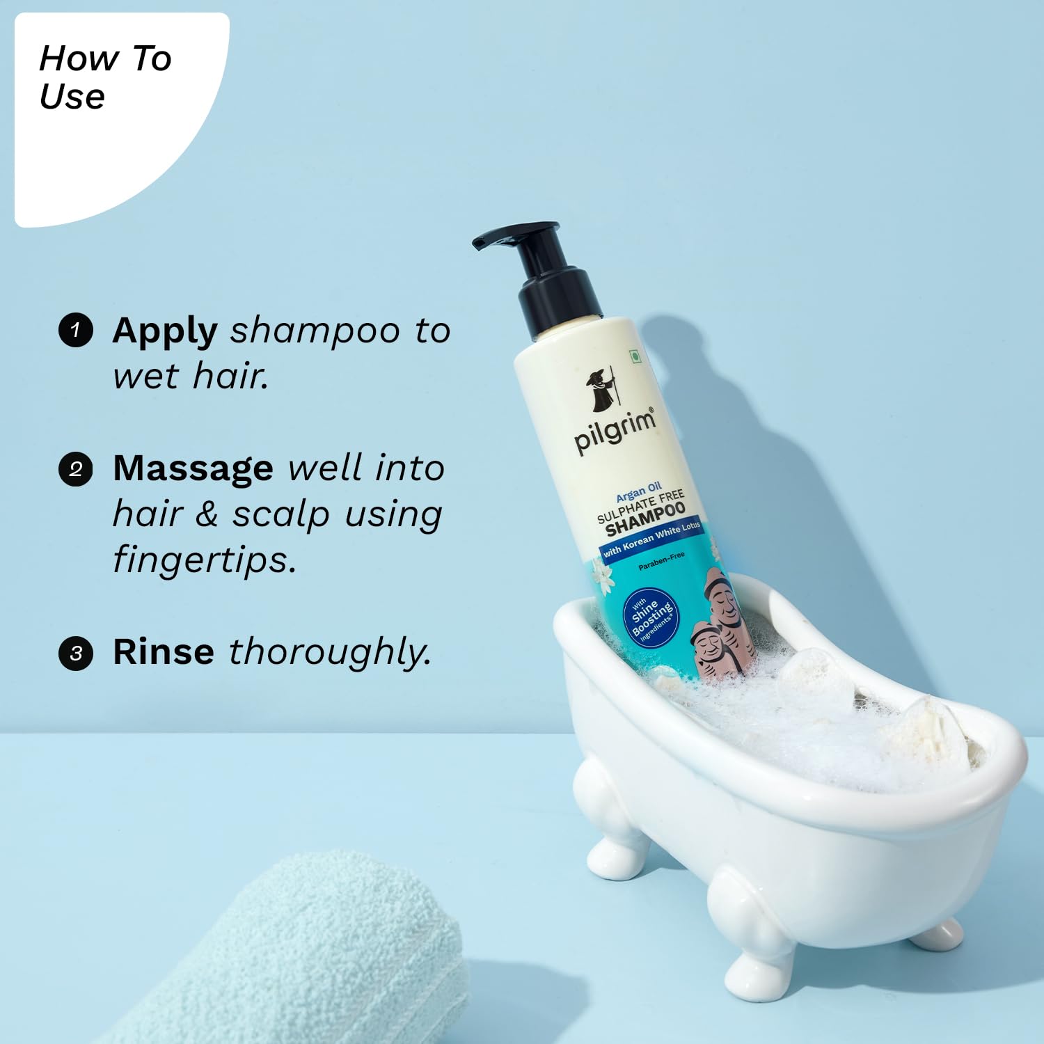 Pilgrim Sulphate Free Shampoo for women & men | Mild shampoo for hair-fall control with argan oil, camellia & white lotus for