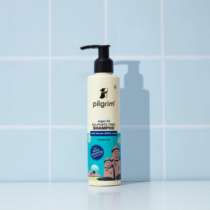 Pilgrim Sulphate Free Shampoo for women & men | Mild shampoo for hair-fall control with argan oil, camellia & white lotus for